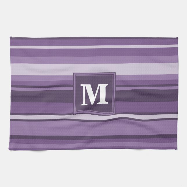 Monogram Lavender stripes Tea Towel (Horizontal)