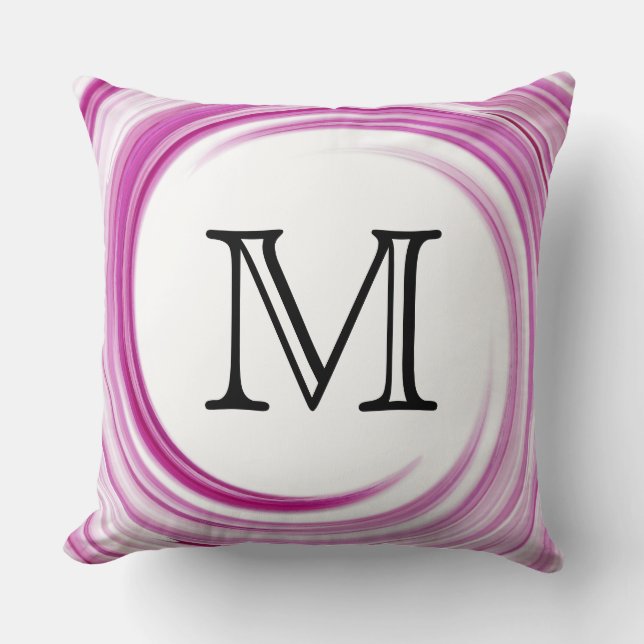 Monogram Lavender Swirl Abstract Cushion (Front)