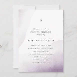 Monogram Lavender Watercolor Wash Bridal Shower   Invitation