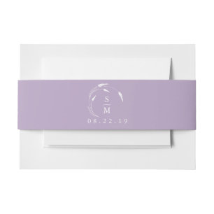 Monogram Lavender Wedding Invitation Belly Band