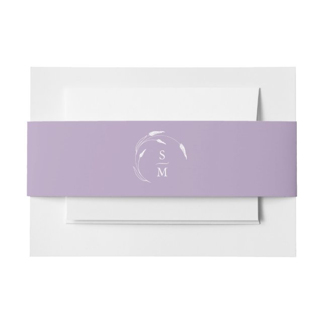 Monogram Lavender Wedding Invitation Belly Band (Front Example)
