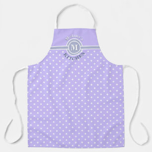 Monogram Lavender & White Polka Dot Kitchen Apron