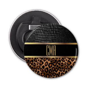 Monogram Leather and Leopard Bottle Opener