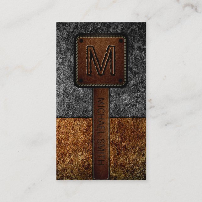 Monogram Leather Look #10 Business Card (Front)