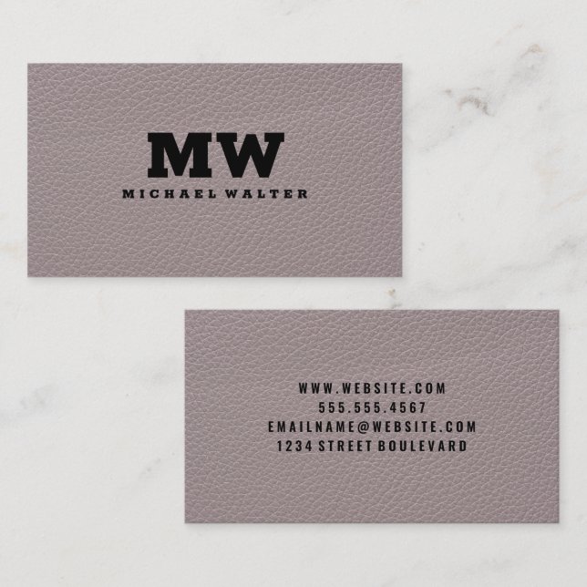 Monogram | Leather Texture Business Card (Front/Back)