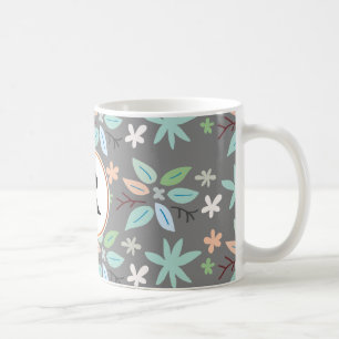 monogram & leaves coffee mug