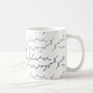monogram & leaves coffee mug