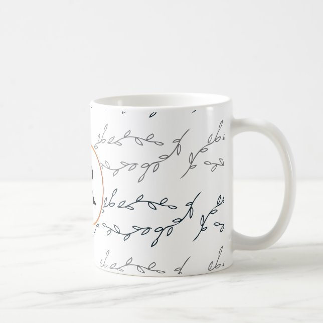 monogram & leaves coffee mug (Right)