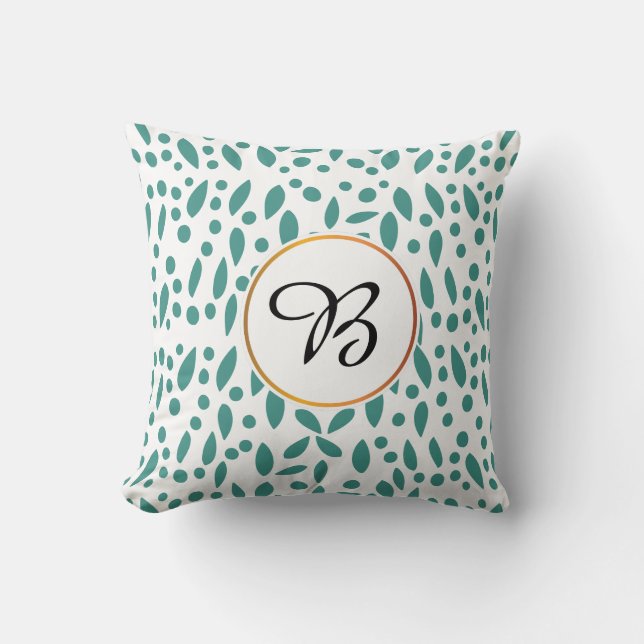 monogram & leaves patterned cushion (Front)