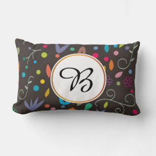monogram & leaves patterned lumbar cushion