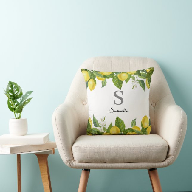 Monogram Lemon Citrus  Cushion (Chair)