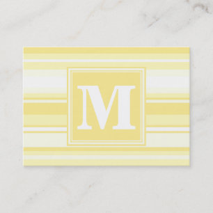 Monogram lemon yellow stripes business card