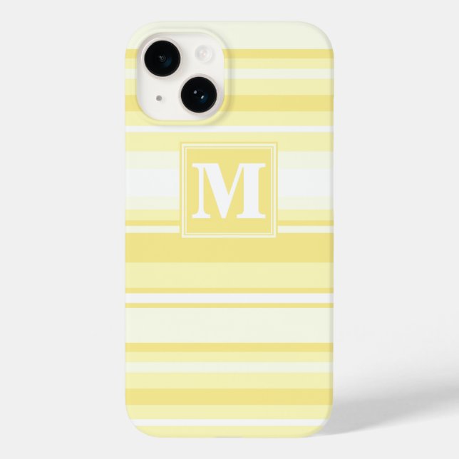 Monogram lemon yellow stripes Case-Mate iPhone case (Back)