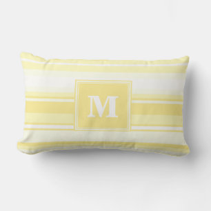 Monogram lemon yellow stripes lumbar cushion