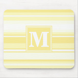 Monogram lemon yellow stripes mouse pad