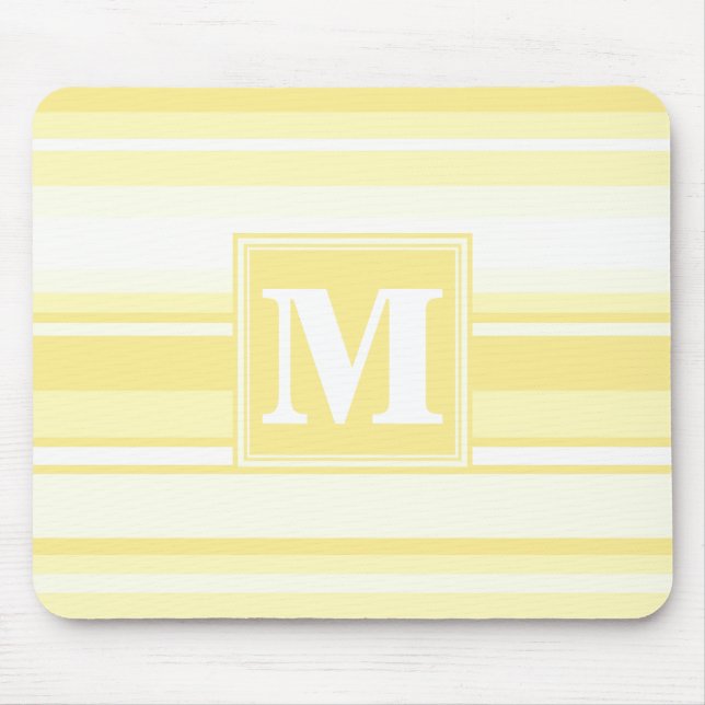 Monogram lemon yellow stripes mouse pad (Front)