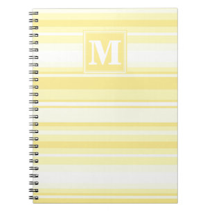 Monogram lemon yellow stripes spiral notebook