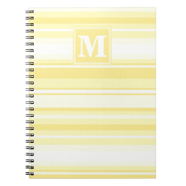 Monogram lemon yellow stripes spiral notebook (Front)