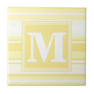Monogram lemon yellow stripes tile