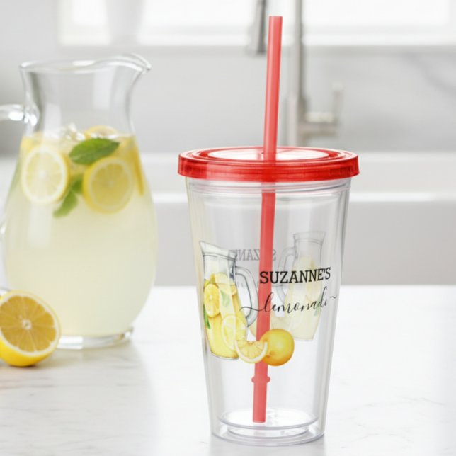 Monogram Lemonade Drink Watercolor Lemons    Acrylic Tumbler (Creator Uploaded)