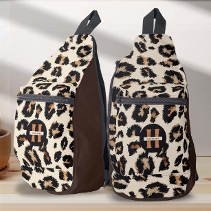Monogram Leopard Animal Skin Pattern Sling Bag