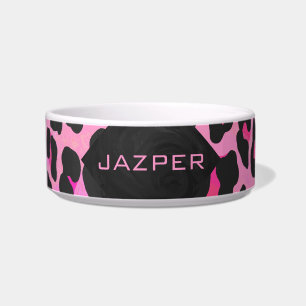 Monogram Leopard Black and Hot Pink Print Bowl
