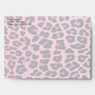 Monogram Leopard Black and Hot Pink Print Envelopes