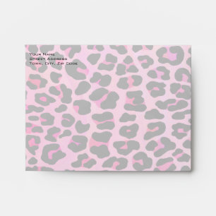 Monogram Leopard Black and Hot Pink Print Envelopes