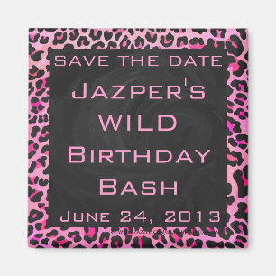 Monogram Leopard Black and Hot Pink Print Magnet