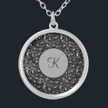 Monogram Leopard Print Black Silver Grey Trendy Silver Plated Necklace<br><div class="desc">Monogram this Leopard Print Animal Print Black and Silver Grey Silver Necklace. Makes a great gift for her or for your bridesmaids.</div>