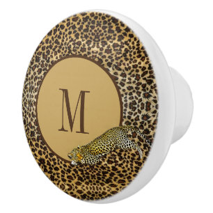 Monogram Leopard Print Pattern Wild Custom Ceramic Knob