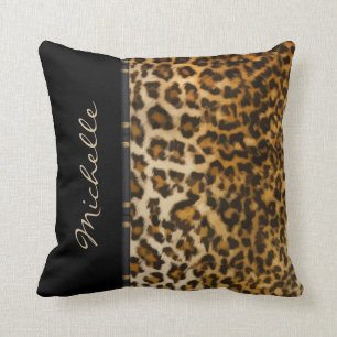 Monogram Leopard Style Throw Pillows