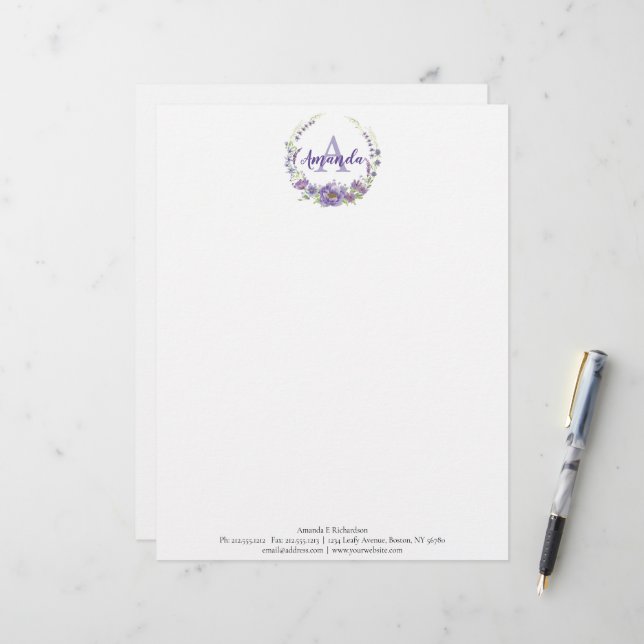 Monogram - letter A, custom Letterhead (Front/Back In Situ)