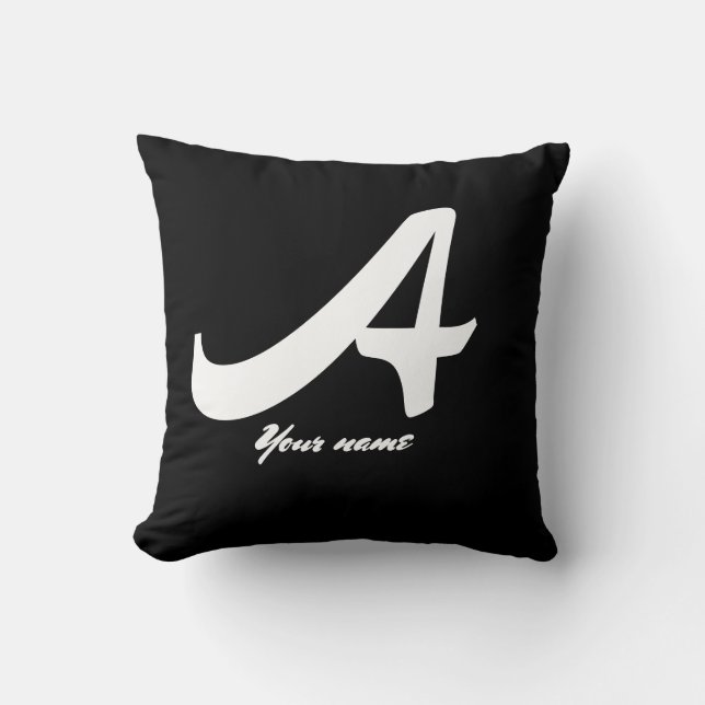 Monogram Letter A Custom Name Throw Pillow (Front)