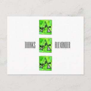 Monogram Letter A Name Whimsical Thank You Postcard