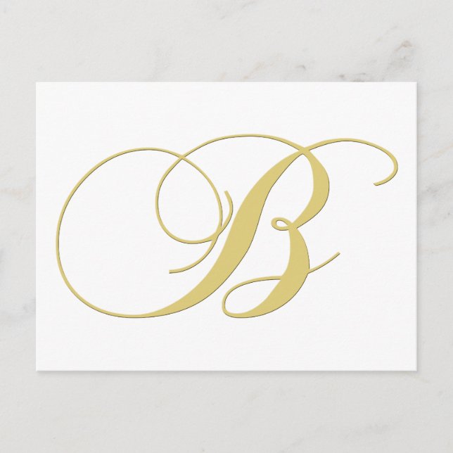 Monogram Letter B Golden Single Postcard (Front)