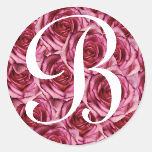 Monogram Letter B Pink Roses Sticker