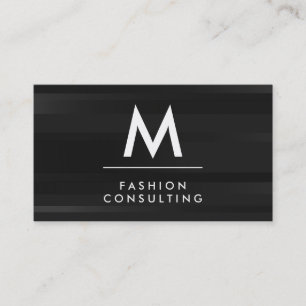 Monogram Letter   Black Stripes Business Card