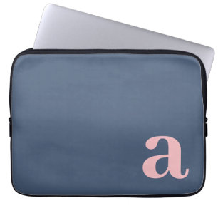 Monogram Letter Blue & Pink Minimalist Laptop Sleeve