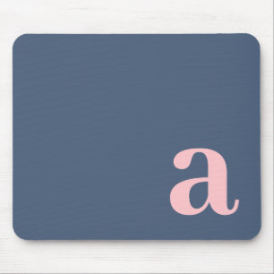 Monogram Letter Blue & Pink Minimalist Mouse Pad