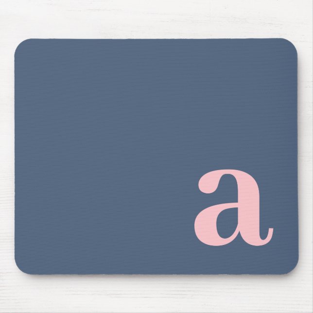 Monogram Letter Blue & Pink Minimalist Mouse Pad (Front)