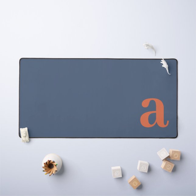 Monogram Letter Blue & Red Minimalist Desk Mat (Kids Table)