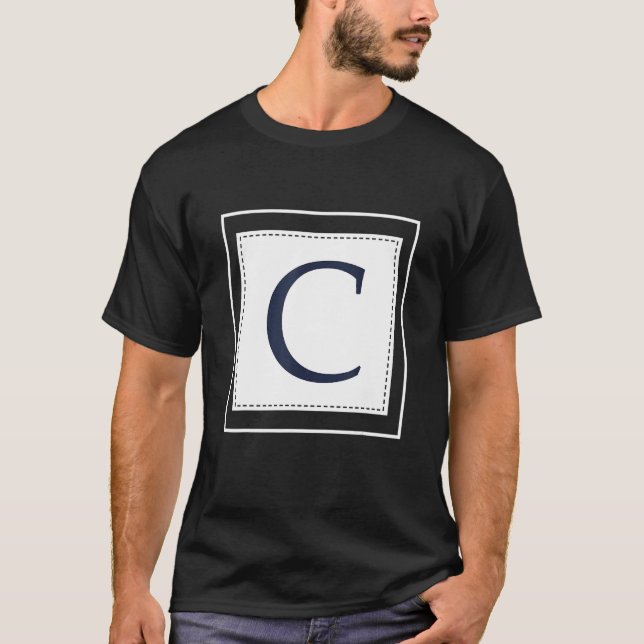 Monogram Letter C Alphabet C Initial Navy Blue T-Shirt (Front)