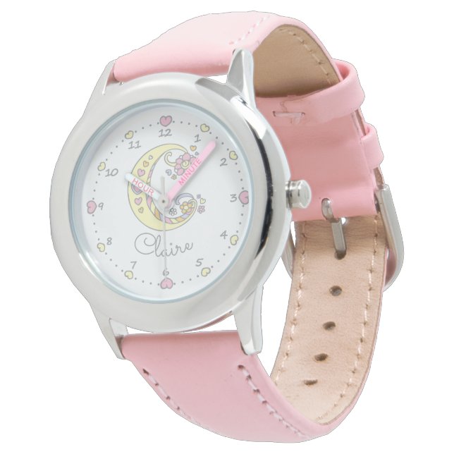 Monogram letter C doodle heart girls claire custom Watch (Angled)