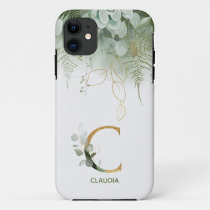 Monogram Letter C Elegant Greenery Case-Mate iPhone Case