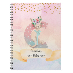 Monogram Letter C Fashion Cat Girl Daily Diary Notebook
