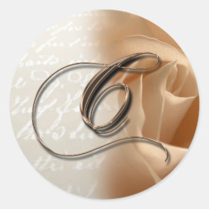 Monogram Letter C  Wedding Envelope Sticker