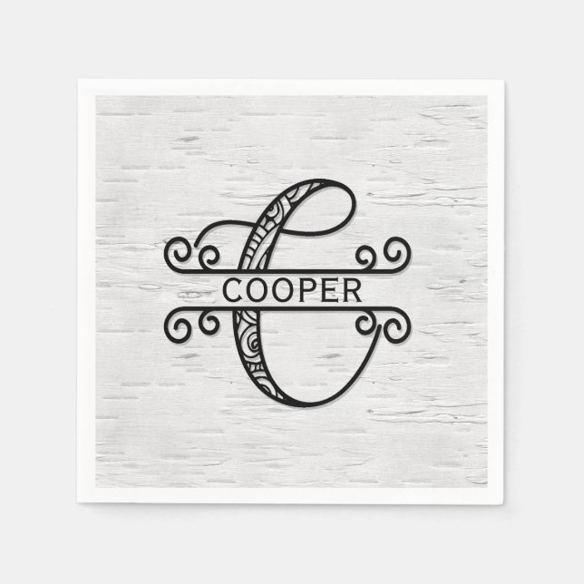 Monogram Letter C with Family Name  Napkin (Front)