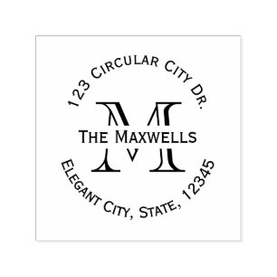 Monogram Letter Circle Address Stamp