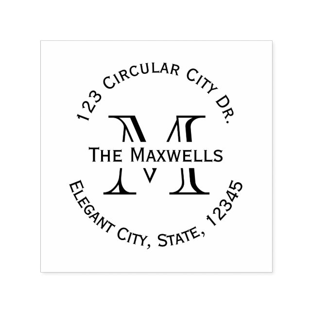 Monogram Letter Circle Address Stamp (Design)